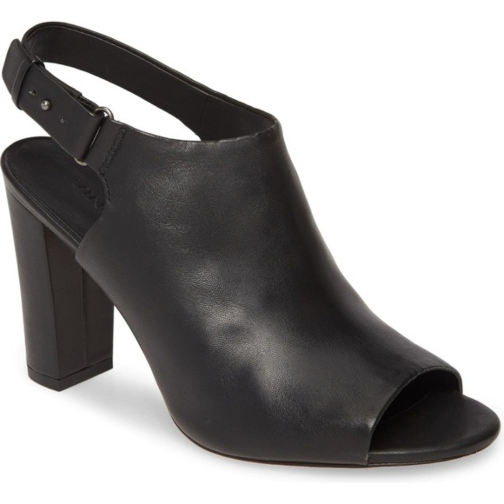 Vince Hartley Slingback Peep Toe Heels Booties Black Leather Sz 11
